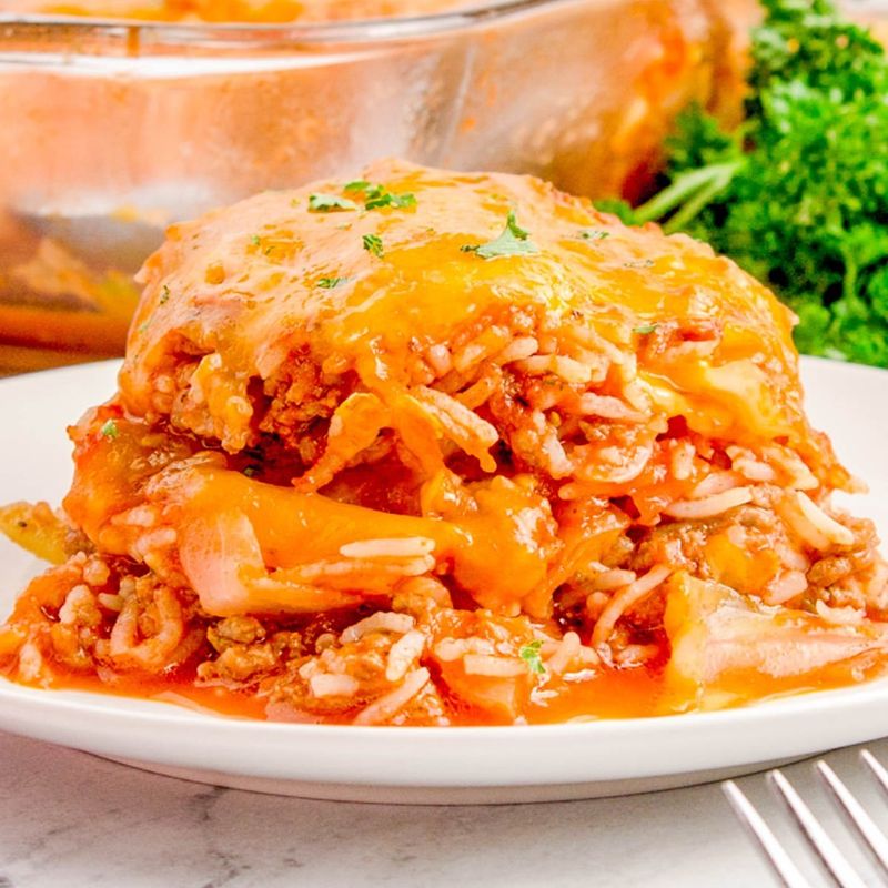 Cabbage and Rice Roll Casserole
