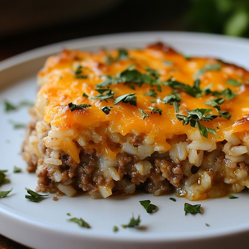 Cheesy Beef and Rice Casserole