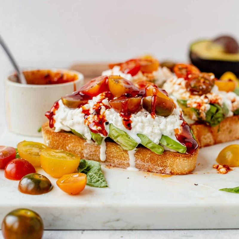 Herbed Cottage Cheese and Tomato Toast