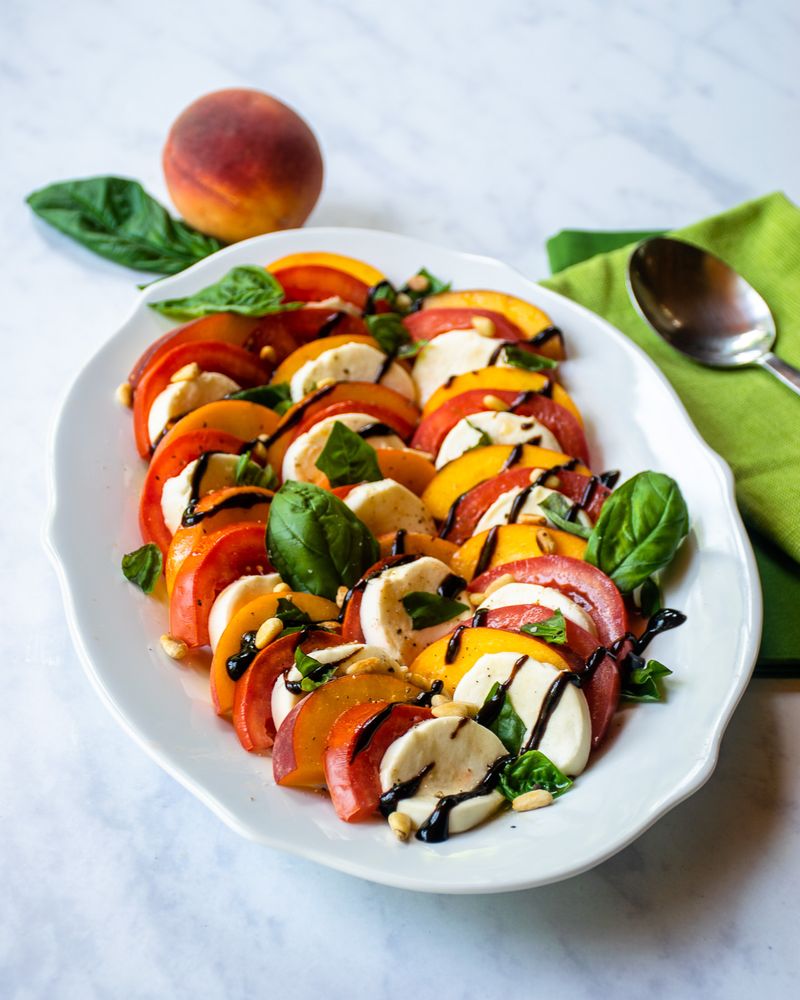 Peach and Basil Caprese Salad