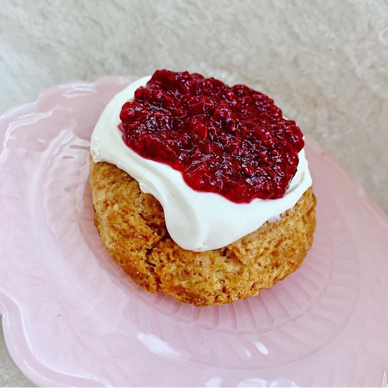 Raspberry Scones with Clotted Cream