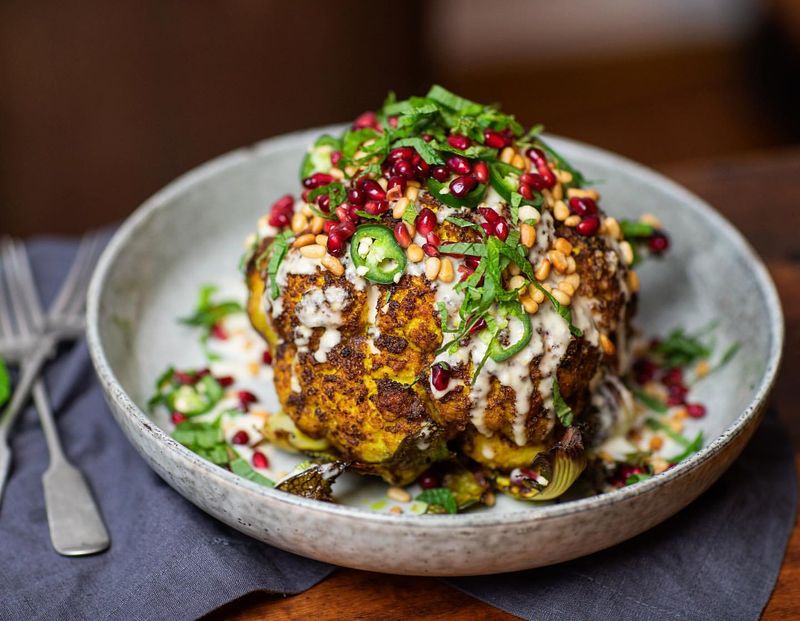 Roasted Cauliflower with Tahini Sauce