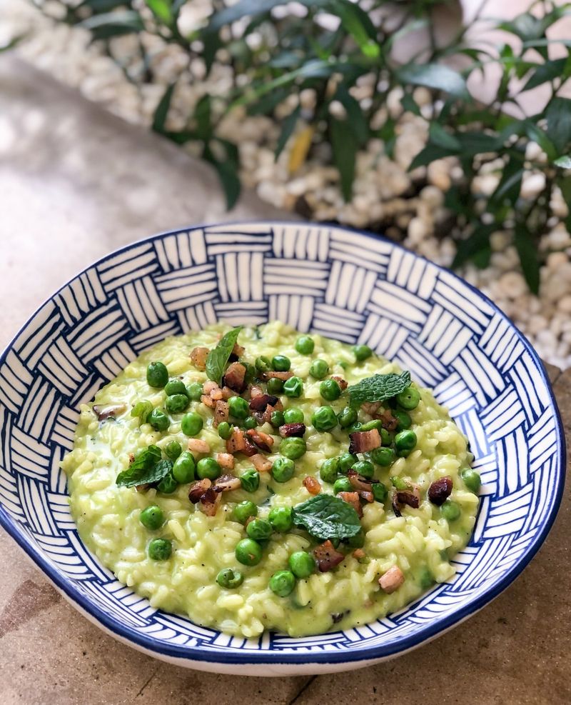 Savory Pancetta and Pea Risotto