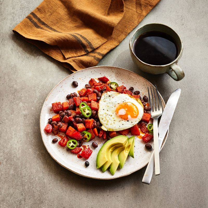 Sweet Potato Hash with Fried Eggs