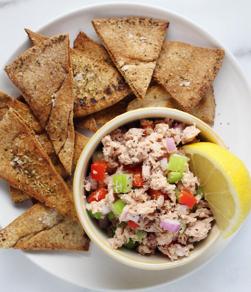 Tuna Salad on Whole Grain Crackers