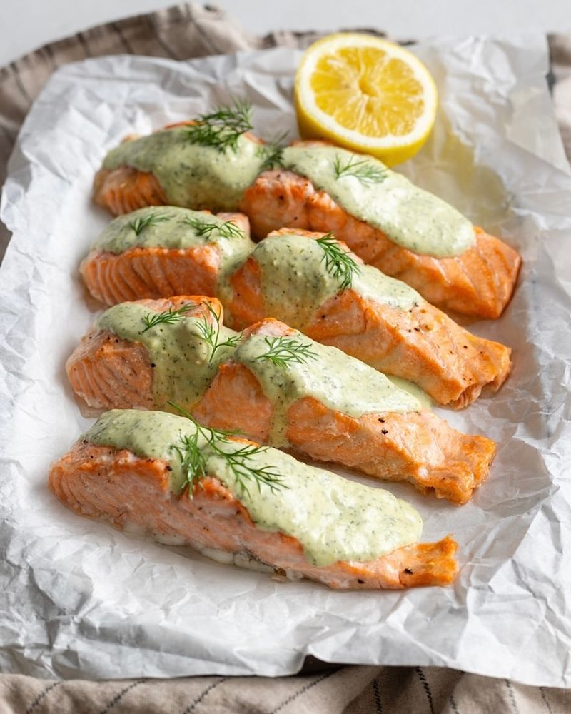 Baked Salmon with Dill Sauce