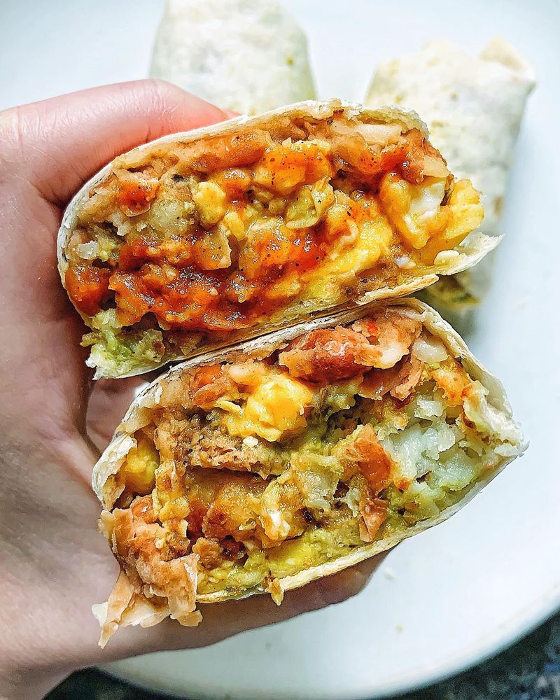 Breakfast Burrito with Beans and Veggies