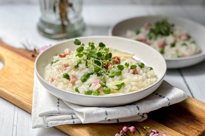 Frozen Pea and Ham Risotto
