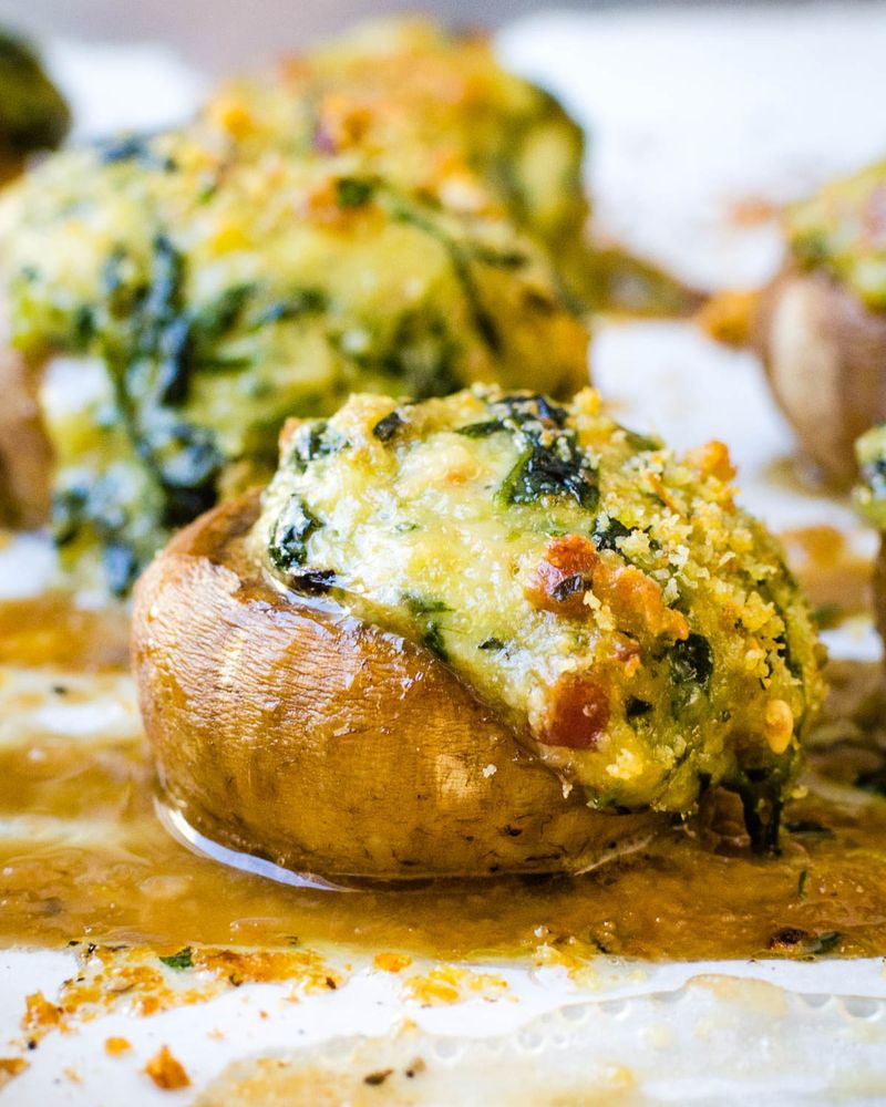 Turkey and Spinach Stuffed Mushrooms