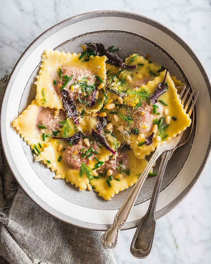 Beet and Goat Cheese Ravioli
