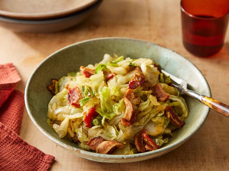 Fried Cabbage with Bacon and Onions