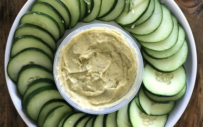 Hummus and Cucumber Slices