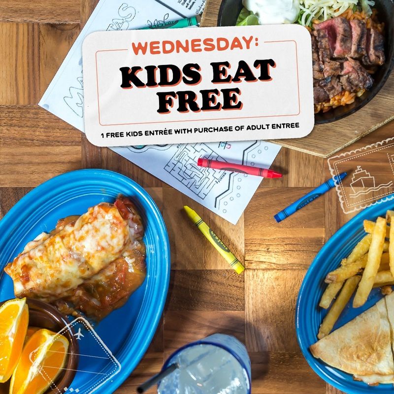 Look for “Kids Eat Free” Deals