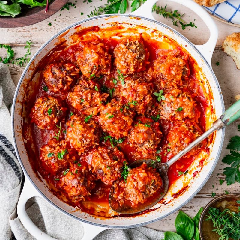 Porcupine Meatball Casserole