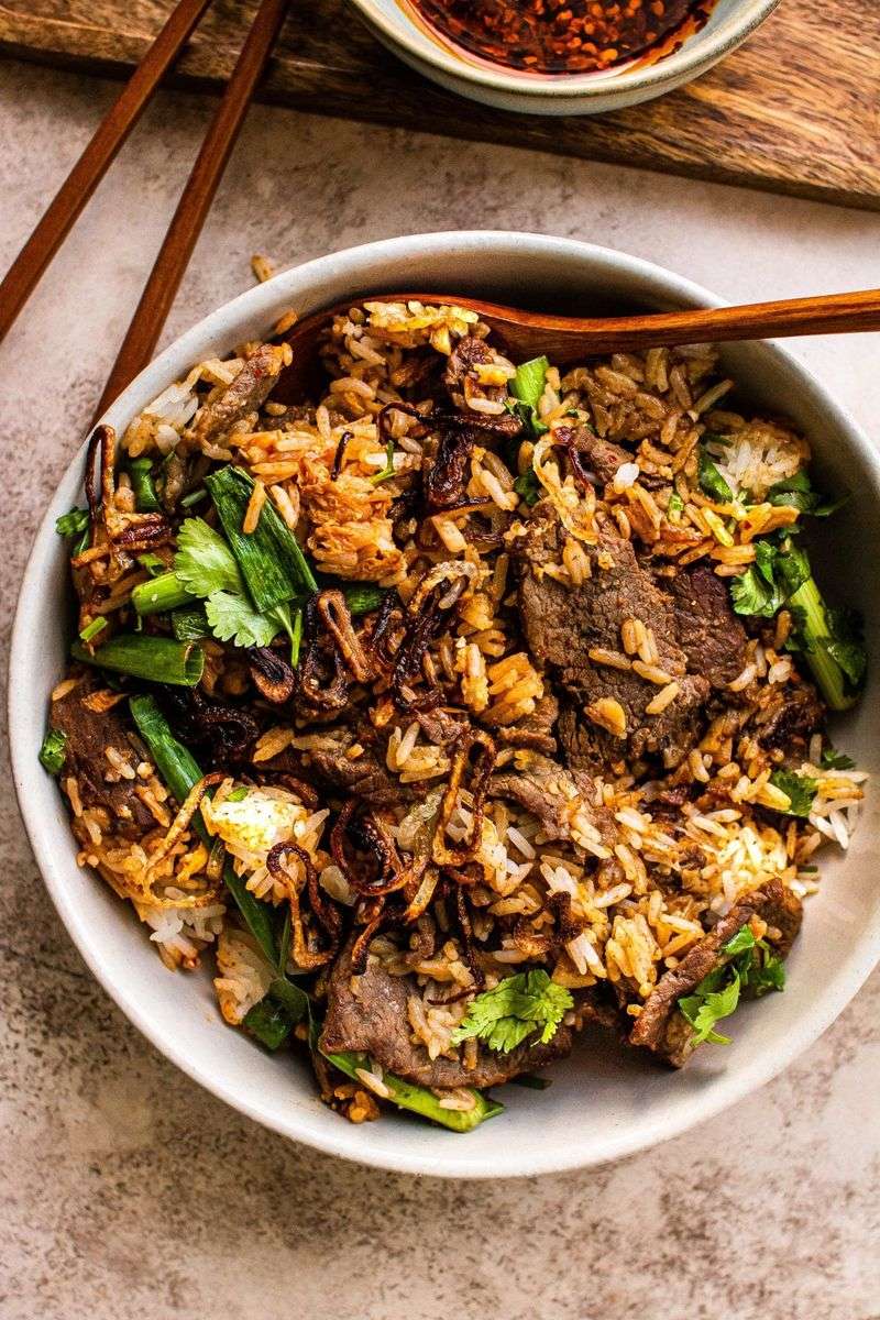 Spicy Korean Beef and Rice Skillet