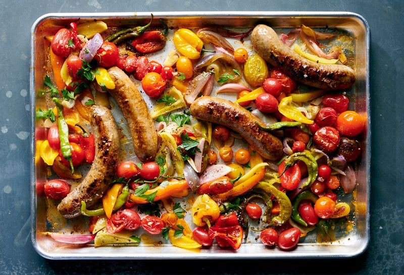 Sheet Pan Sausage and Peppers