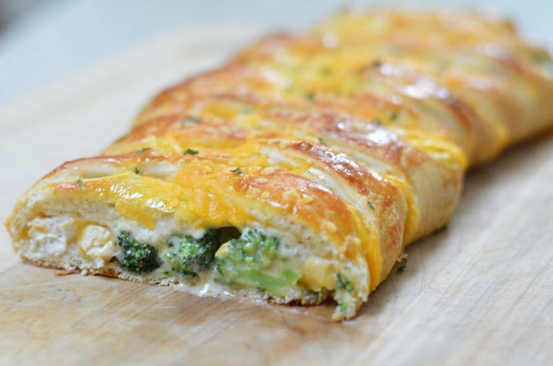 Crescent Roll Chicken Alfredo Braid