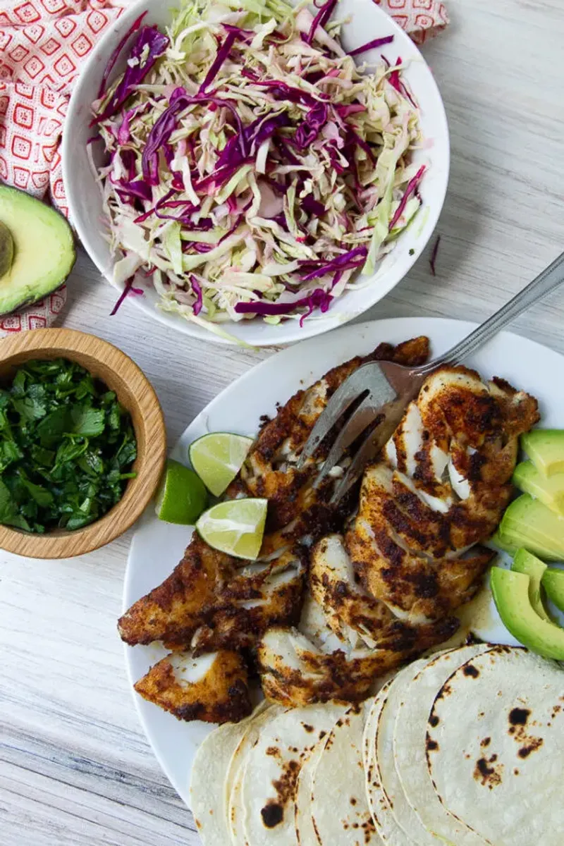 Blackened Tilapia with Cabbage Slaw