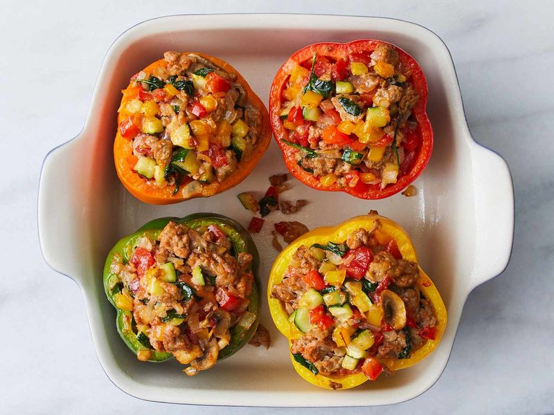 Turkey and Zucchini-Stuffed Bell Peppers