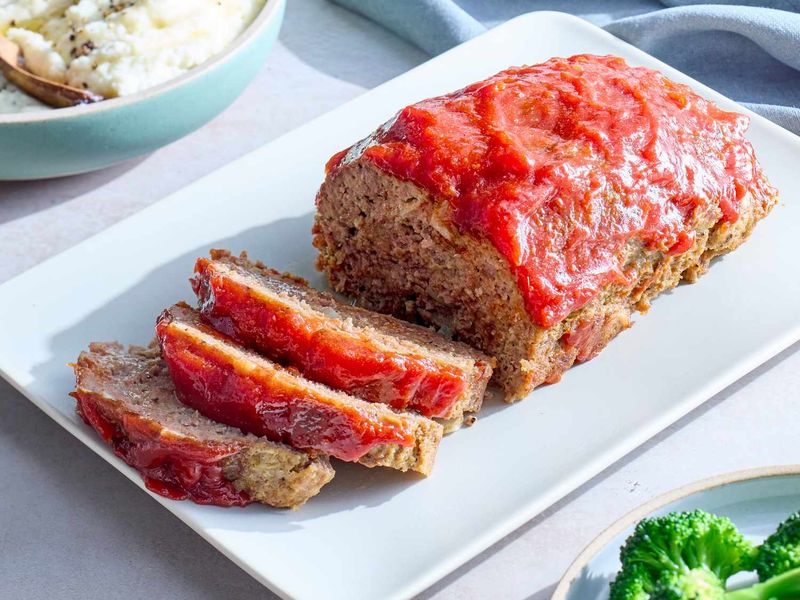 Meatloaf Slices with Ketchup Glaze