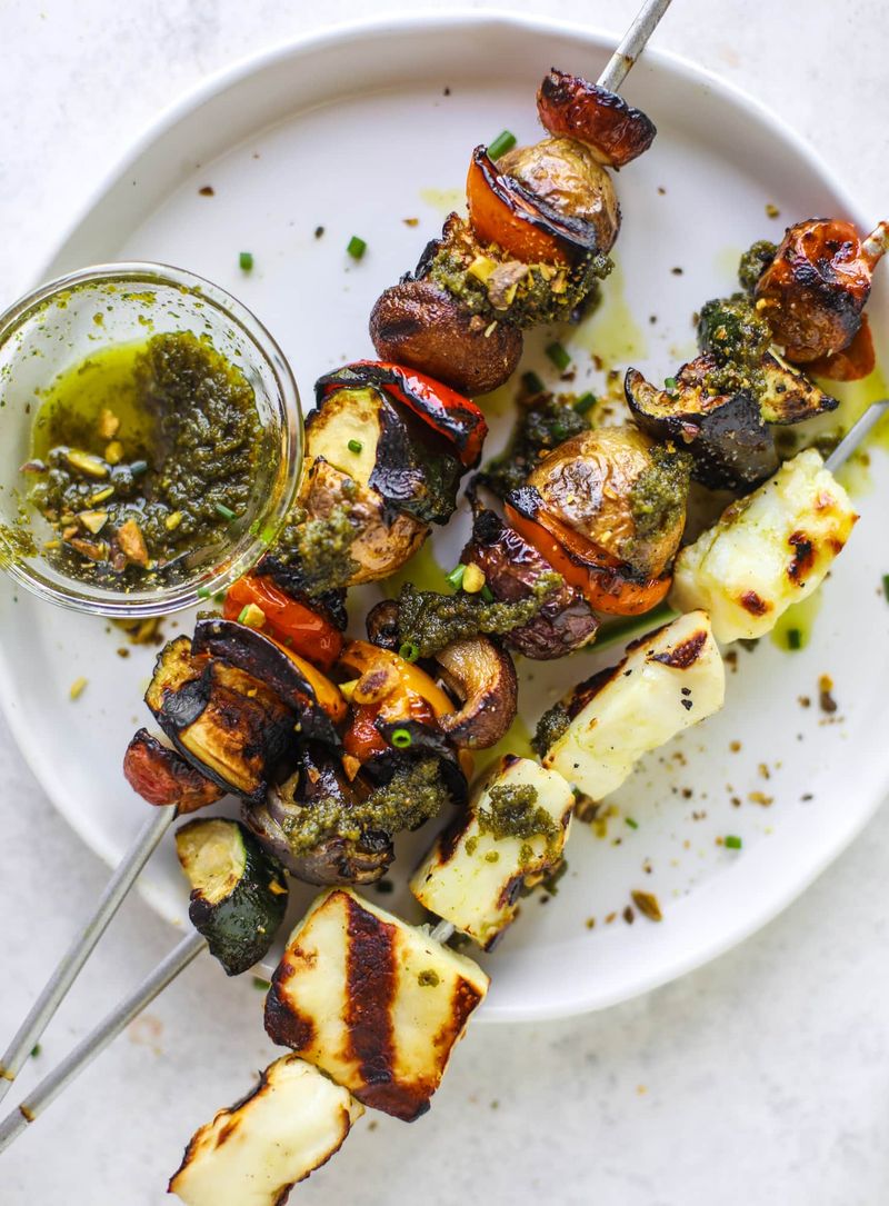 Grilled Vegetable and Halloumi Skewers