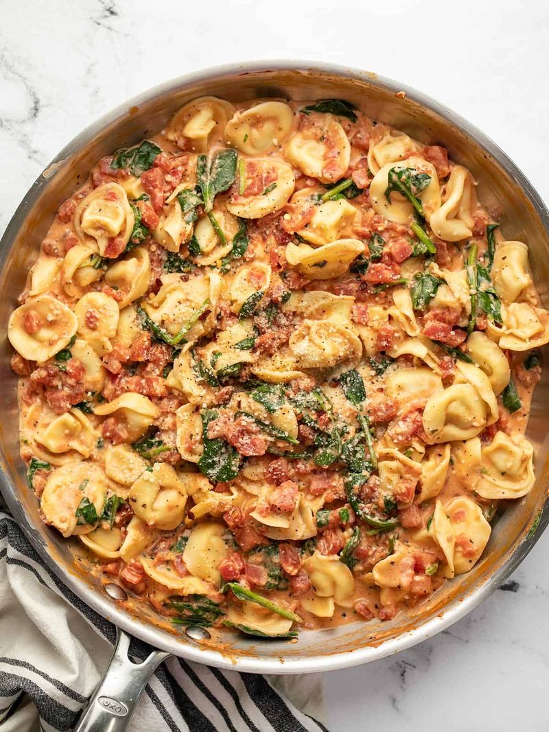 Creamy Chicken and Spinach Tortellini Skillet