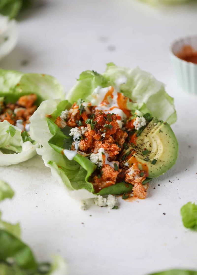 Buffalo Cauliflower Lettuce Wraps