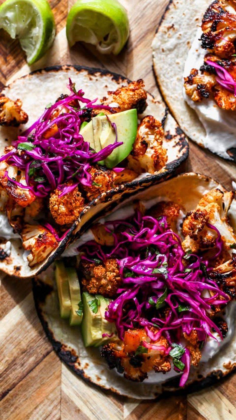 Roasted Cauliflower Tacos with Slaw