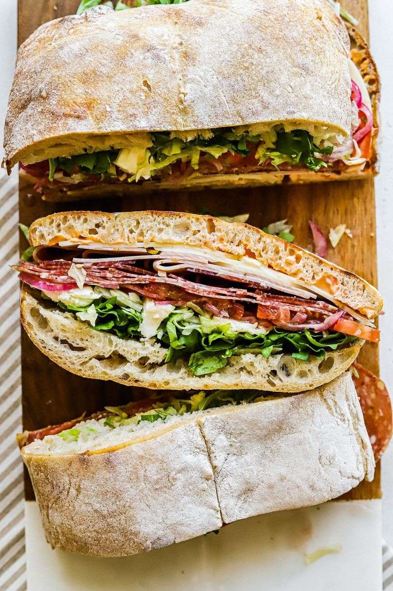 Giant Italian Subs Loaded with Processed Meats
