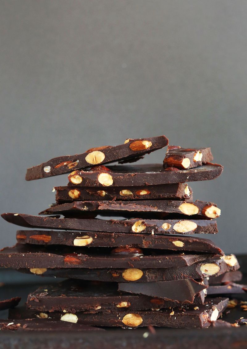 Dark Chocolate Squares with Almonds