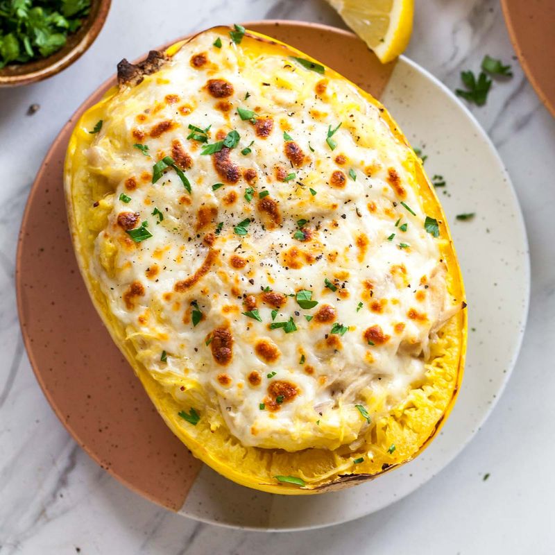 Keto Chicken Alfredo with Spaghetti Squash