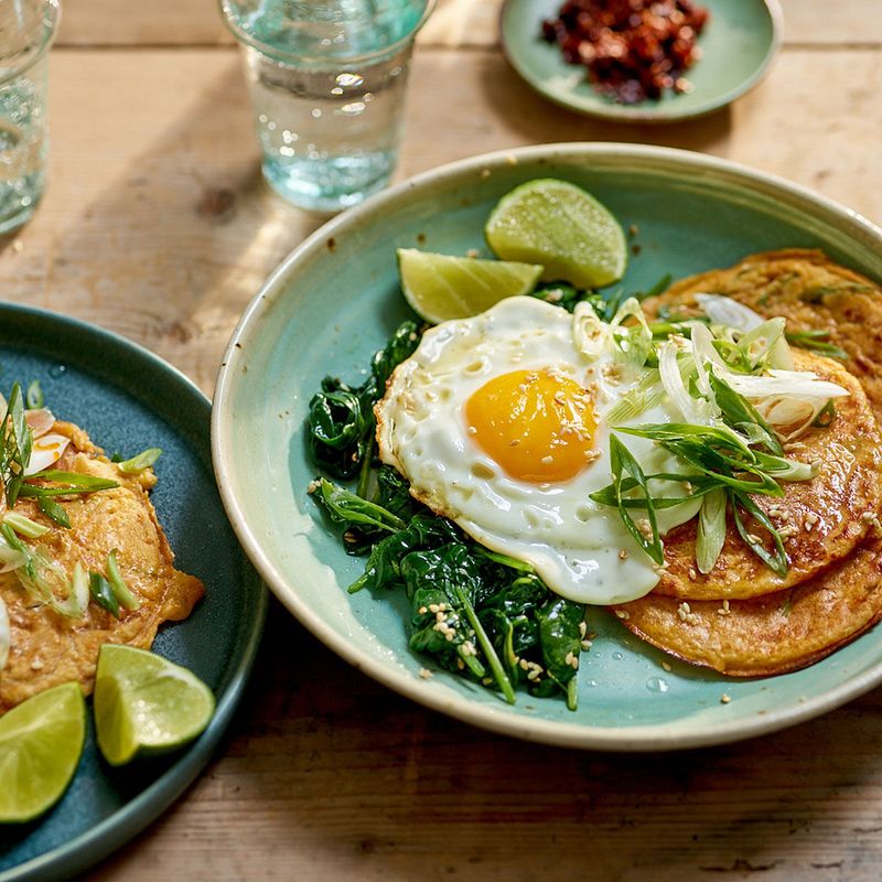 Kimchi Pancakes with Avocado