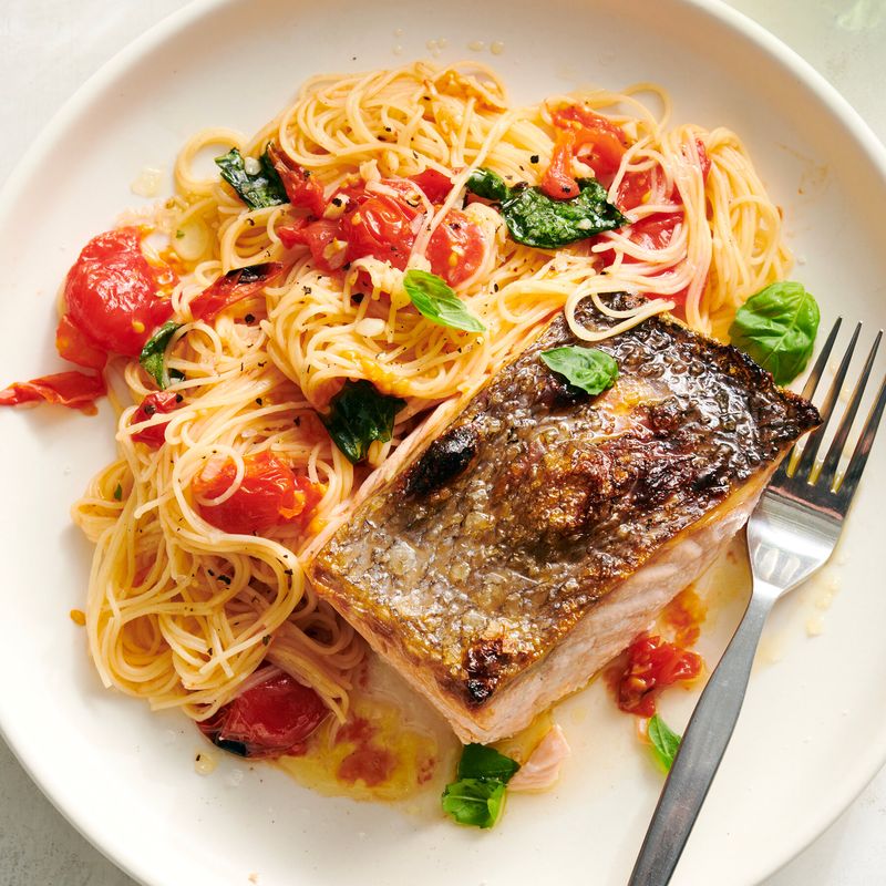 Garlic Butter Fish Pasta