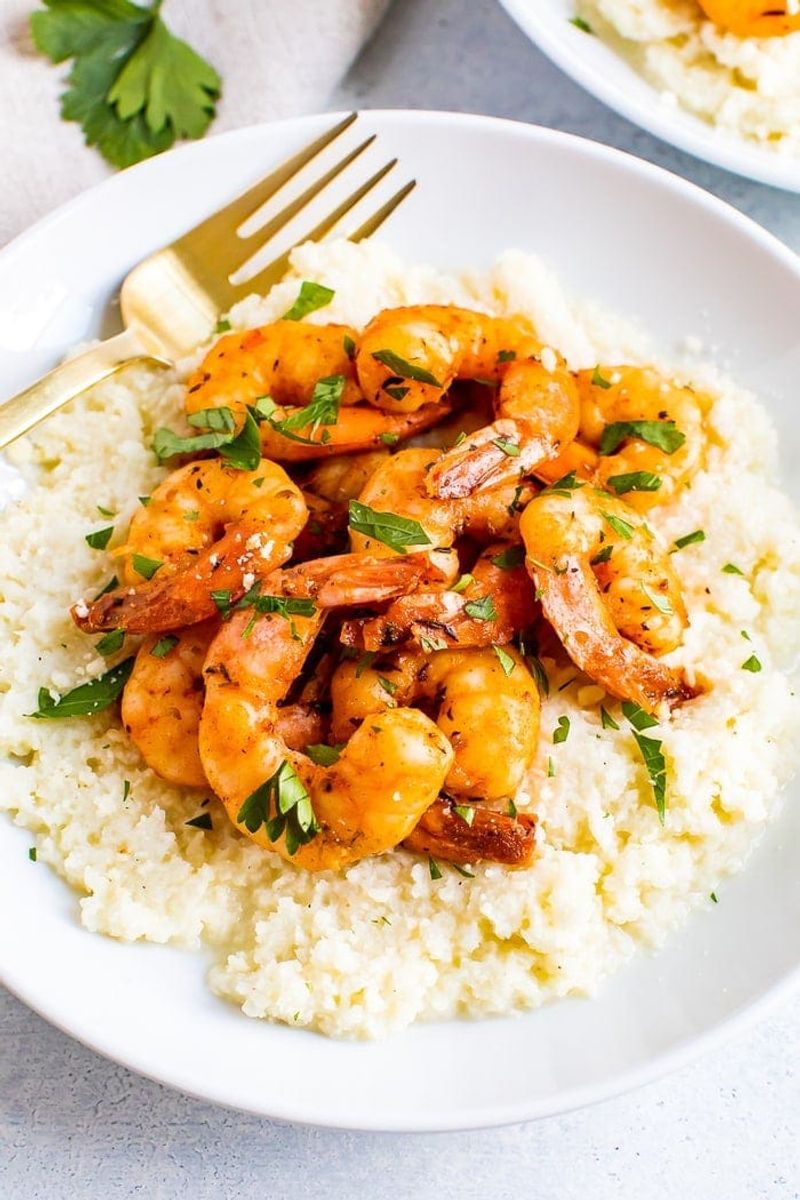 Shrimp and Cauliflower Grits