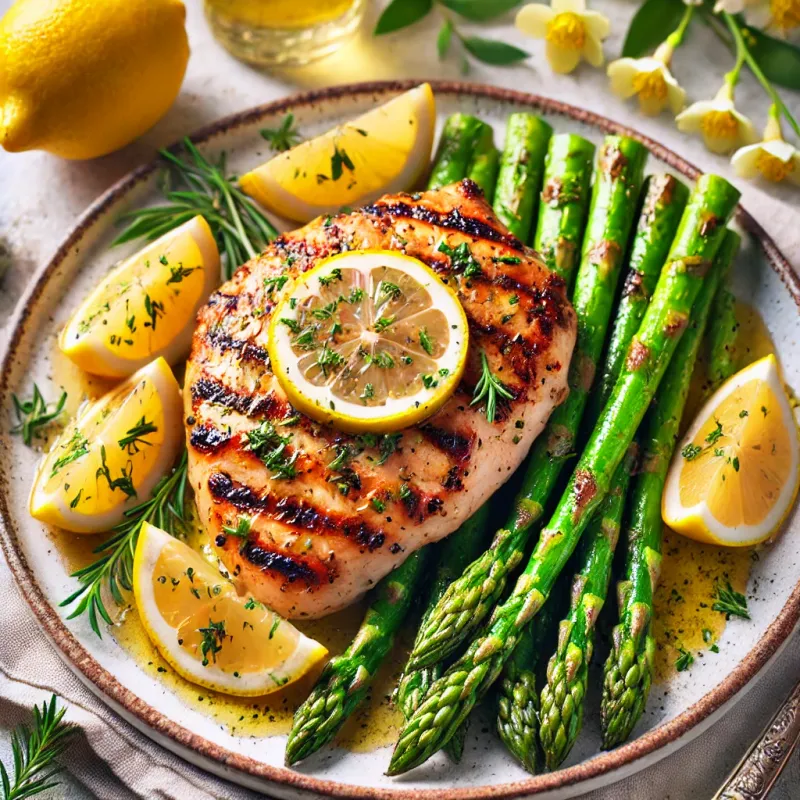 Lemon Herb Grilled Chicken with Asparagus