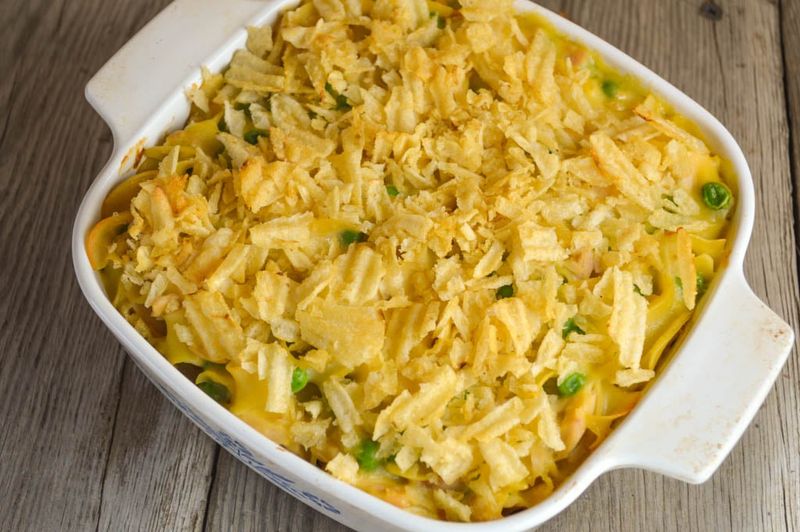 Tuna Noodle Casserole (with Canned Soup and Crushed Chips)