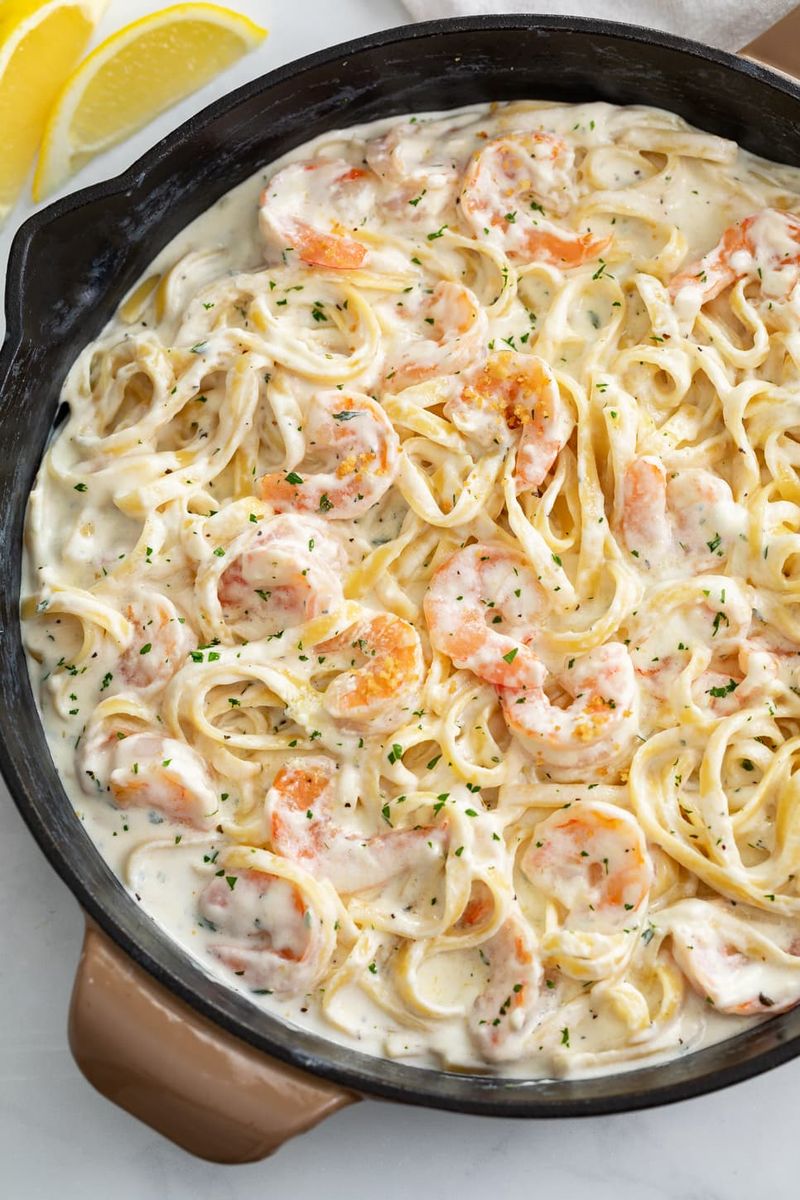 Overcooked Shrimp Alfredo