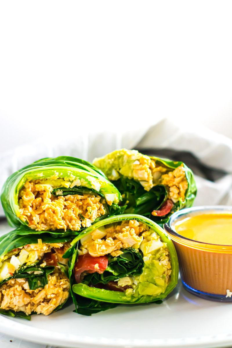 Collard Green Wraps with Pulled Chicken