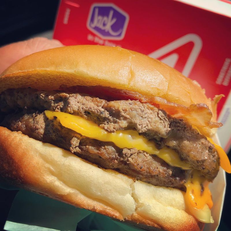 Jack in the Box Bacon Ultimate Cheeseburger with Curly Fries and Shake