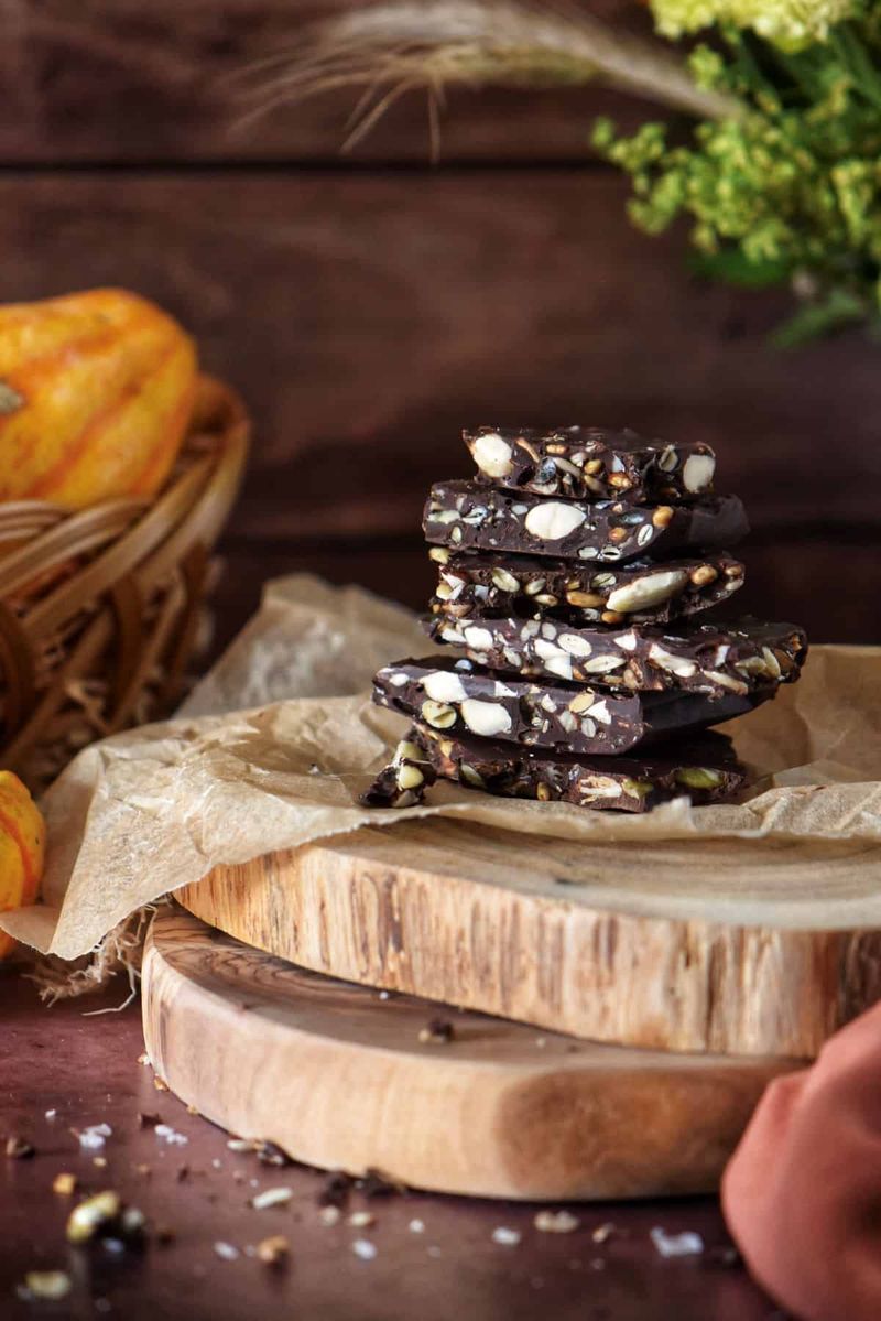Dark Chocolate Almond Bark with Pumpkin Seeds