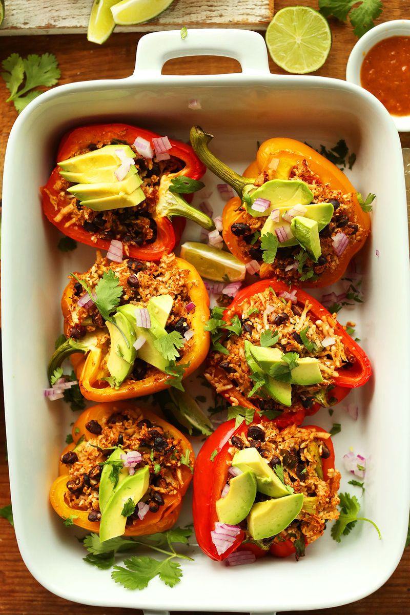 Stuffed Bell Peppers with Ground Turkey and Cauliflower Rice