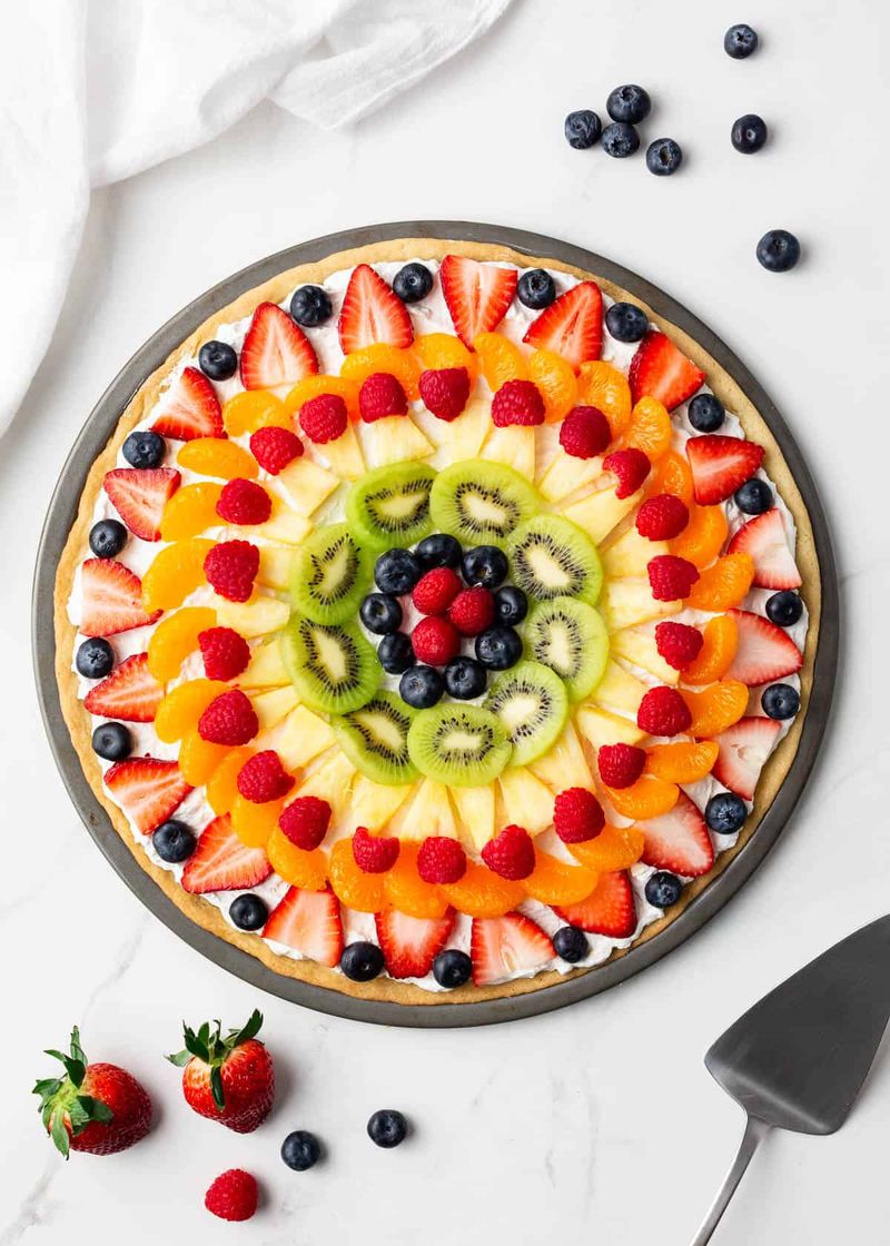 Dessert Pizza (Canned Fruit + Cream Cheese Frosting)
