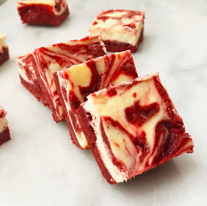 Red Velvet Bars with Cream Cheese Swirl