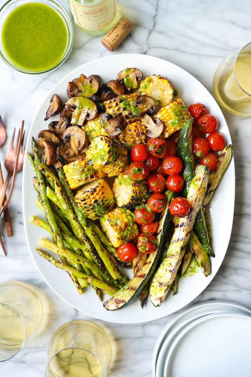 Roasted Veggies with Basil Drizzle