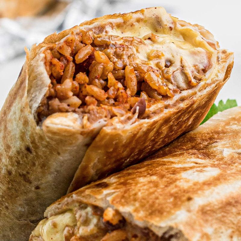 Cheesy Bean and Rice Burrito