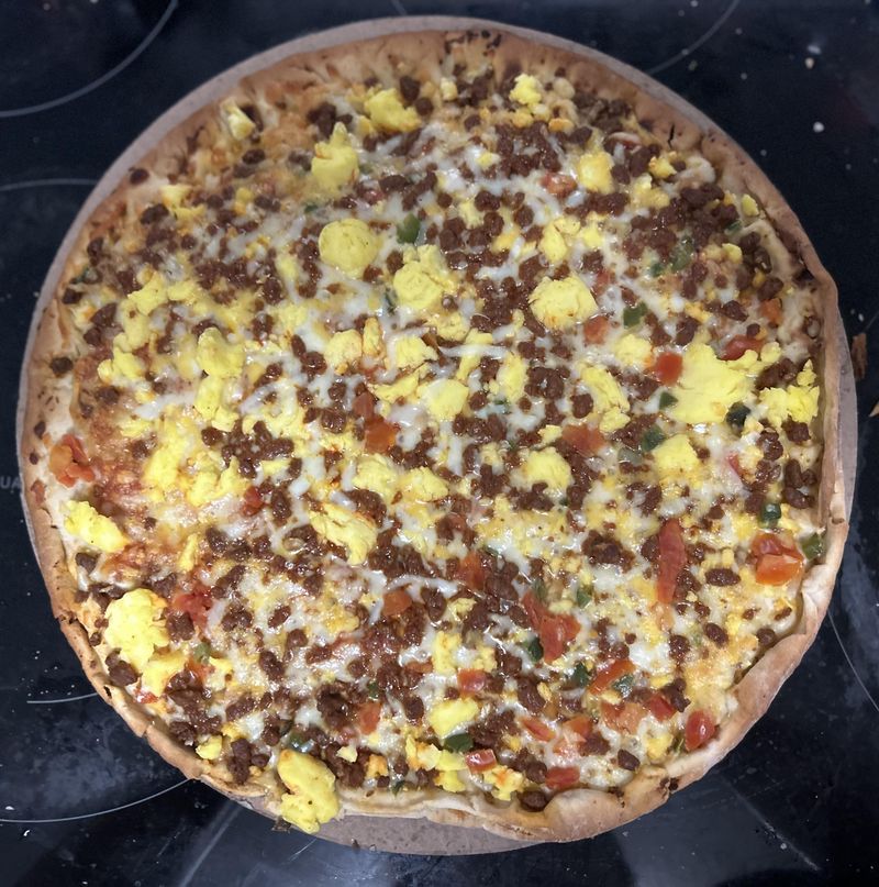 Mama Cozzi’s Egg & Chorizo Breakfast Pizza