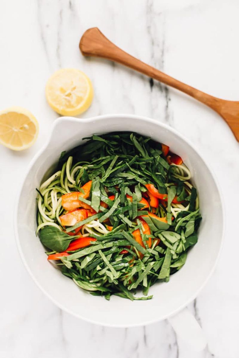 Raw Veggie “Pasta” with Lemon Juice