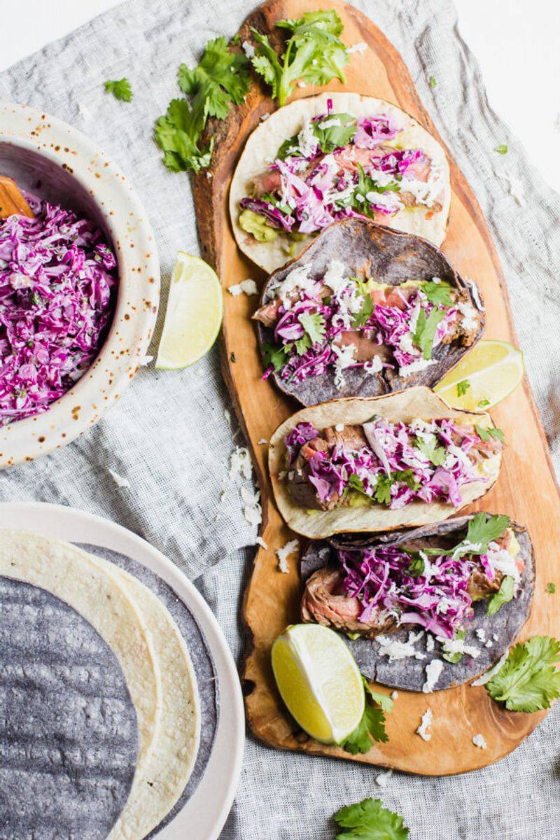 Steak Tacos with Blue Cheese Slaw