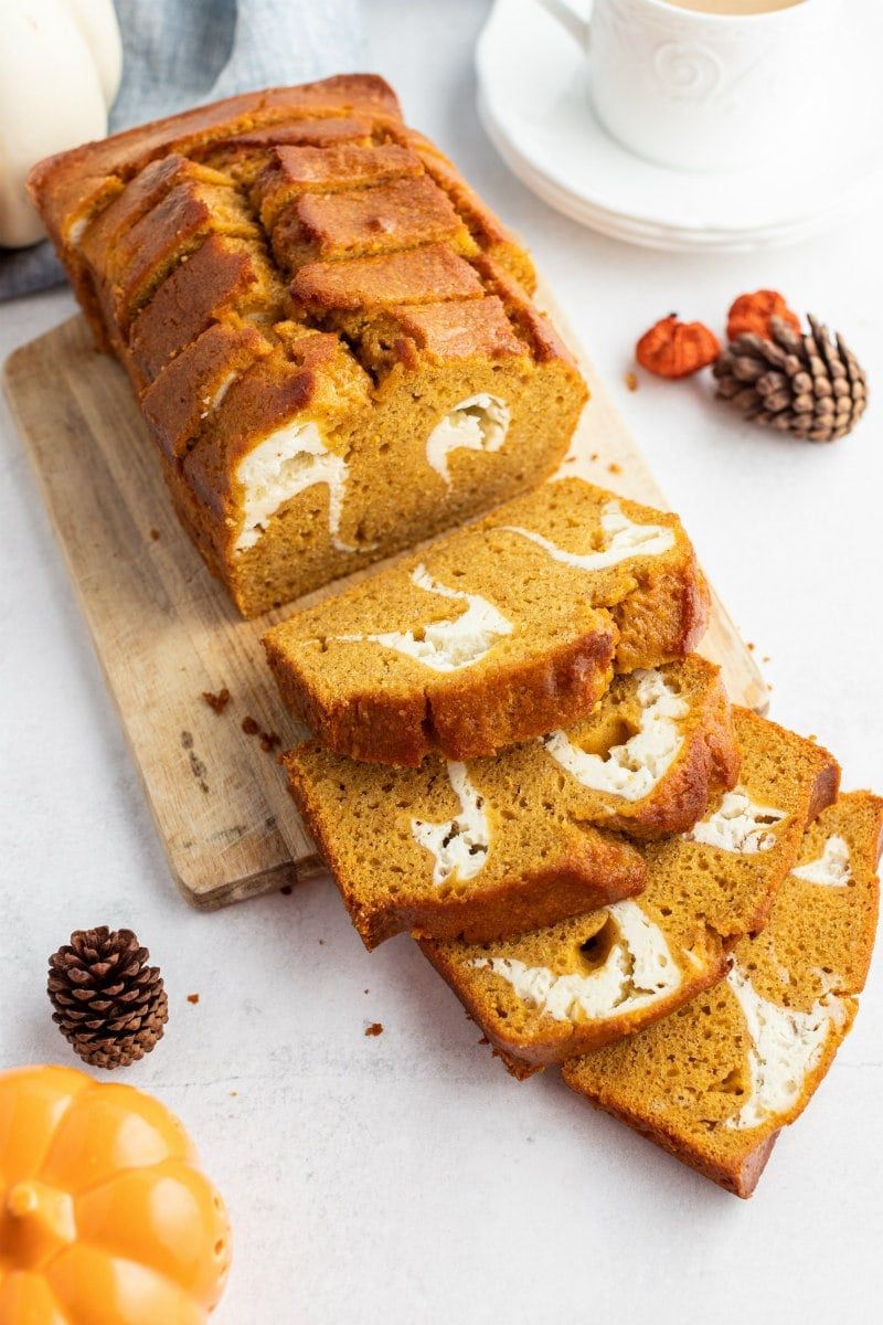 Pumpkin Spice Loaf with Cream Cheese Swirl