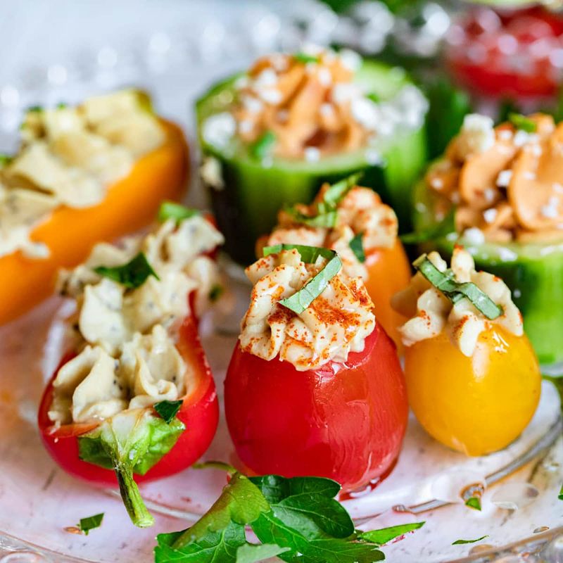 Mini Bell Peppers Stuffed with Hummus